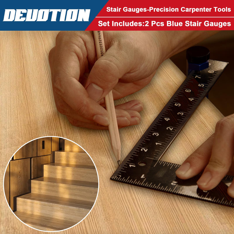 Stair Gauges for Framing Square - Precision Carpenter Tools for Accurate Cuts, Speed Square Framing Jig, Circular Saw Guide for Framing Square Support