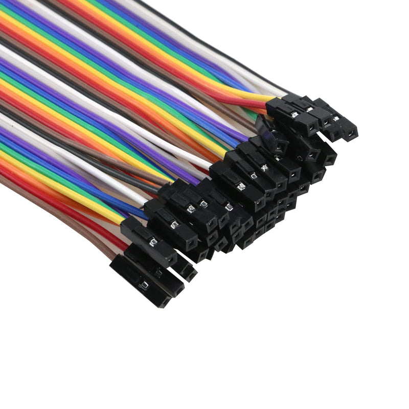 Antrader 20CM 40Pin Multicolored Female to Female Jumper Wire for Raspberry Pi & Electronic Devices with 0.1-inch (2.54mm) Male Headers 20cm (F/F)