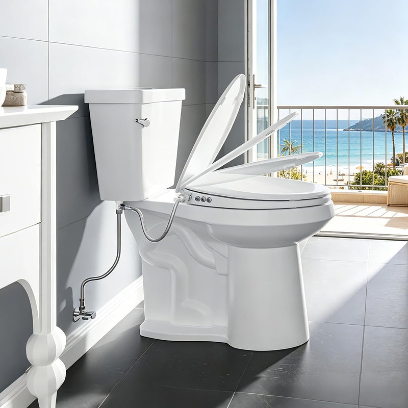 EEEKit T Adapter for Bidet, 7/8" x 7/8" x 3/8" 3 Way Tee Connector Bidet with 12 Inch Braided Toilet Connector for Toilet Bathroom