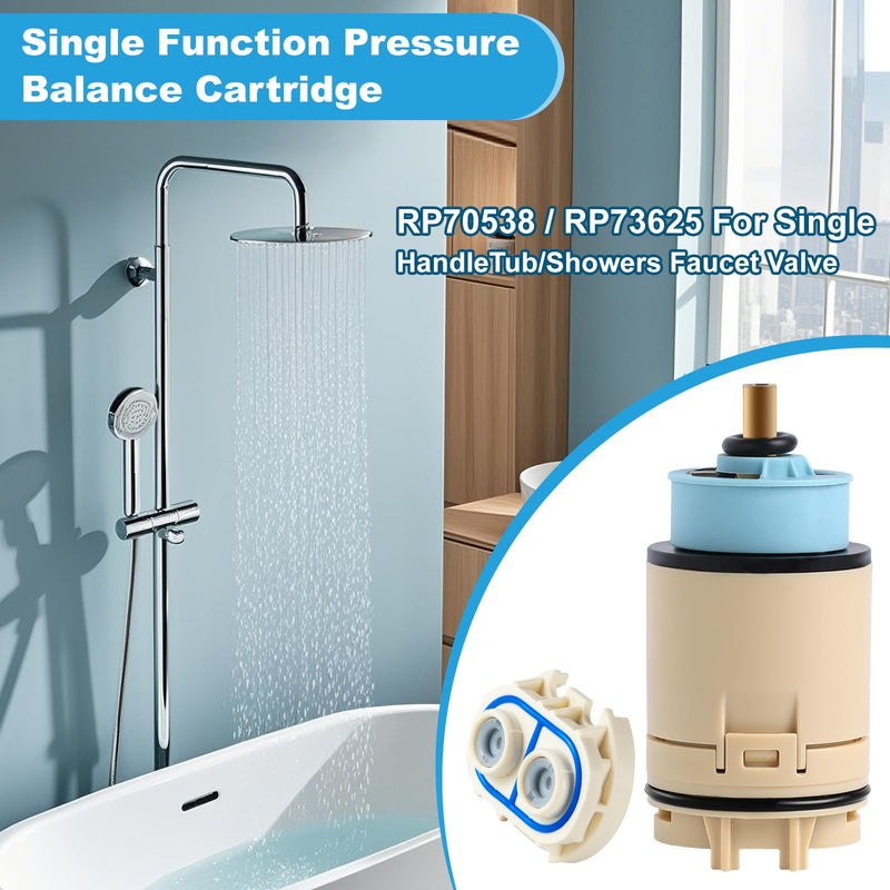 RP70538/RP73625 Single Function Pressure Balance Cartridge, Shower Valve Cartridge Compatible with Peerless/Delta Single Handle Tub/Showers Faucet (Includes cartridge and check valve) (1) 1