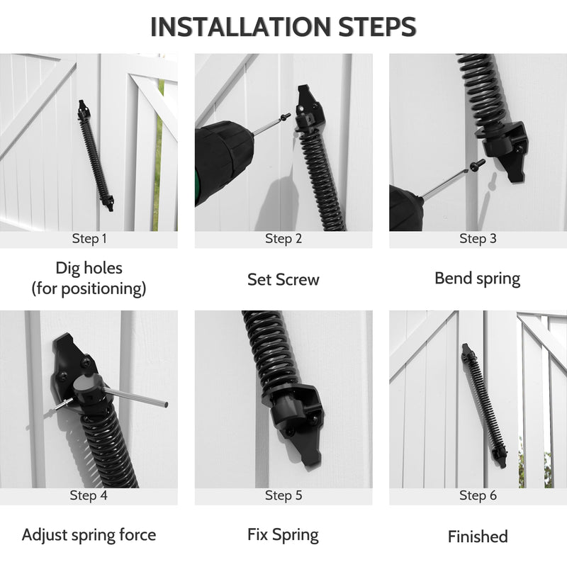 14" Gate Spring Self Closing Heavy Duty Outdoor Door Spring Automatic Gate Closer, Adjustable for Wooden and Vinyl Fence, Black,4 Pack 4