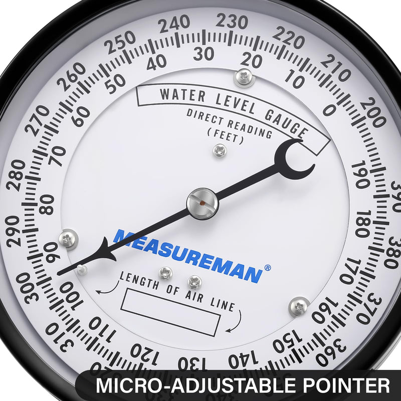 MEASUREMAN 4-1/2" Water Level Gauge, Lower Mount, 0-390 ft H2O Range, ASME B40.1 Grade B