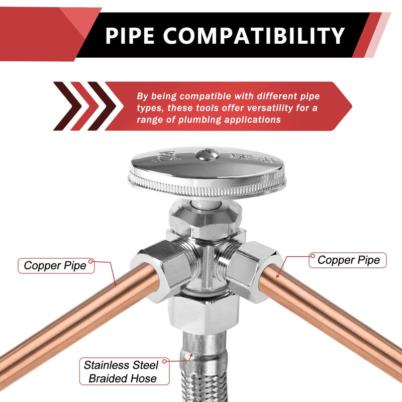 EFIELD Dual Compression Outlet Multi-Turn Angle Stop Valve,1/2" NOM (5/8" OD) x (3/8 inch x 3/8 inch) Chrome Pack of 1