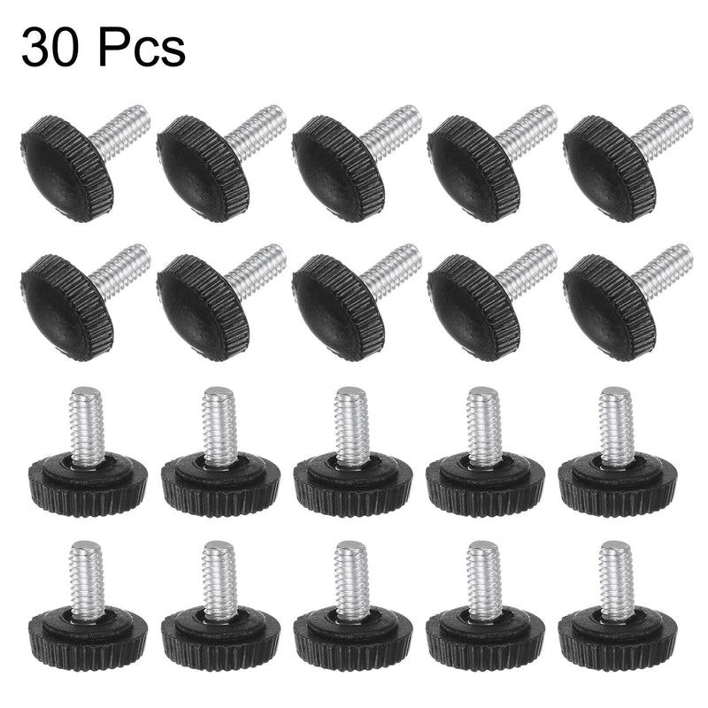 uxcell 30pcs M4 x 10mm Metric Male Thread Knurled Knobs, Thumb Screw Clamping Knobs Grip Plastic Handle Hand Knobs with Threaded Stud, Black
