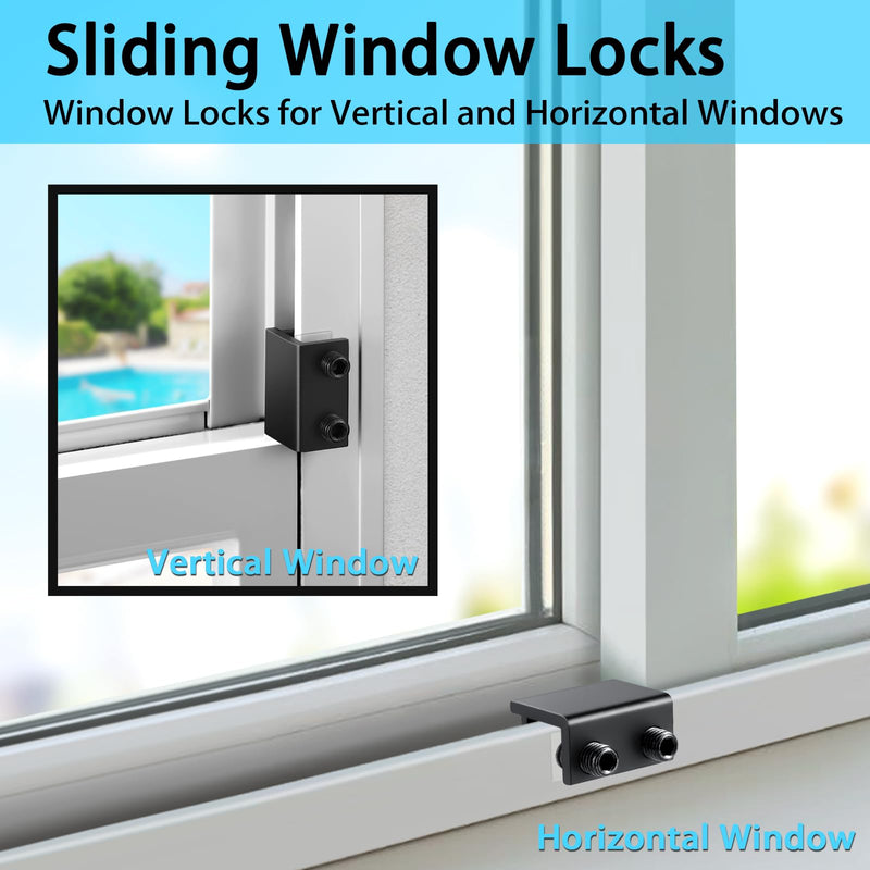 Window Locks (4 Sets), Window Locks for Up and Down Windows, Sliding Window Locks, Window Locks for Horizontal Sliding Windows, Child Proof Window Locks Security, Adjustable Window Stoppers (Black) Black 4 Sets - NewNest Australia