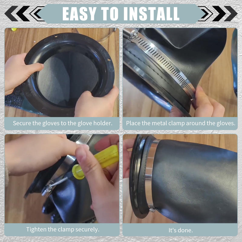 Rubber Sandblasting Gloves | 1 Pair 23.6" Blast Protection Gloves Kit with 2 Glove Holders & Metal Clamps | Suitable for for Sandblast Cabinets