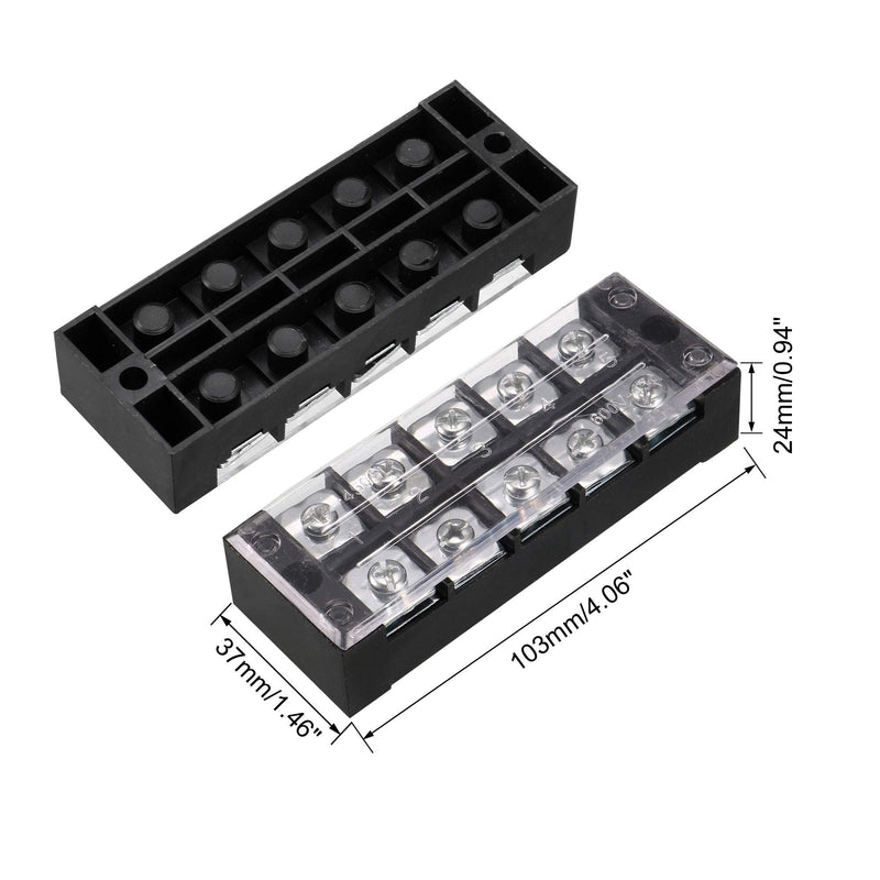 uxcell 5 Pcs 5 Positions Dual Rows 600V 45A Wire Barrier Block Terminal Strip TB-4505L