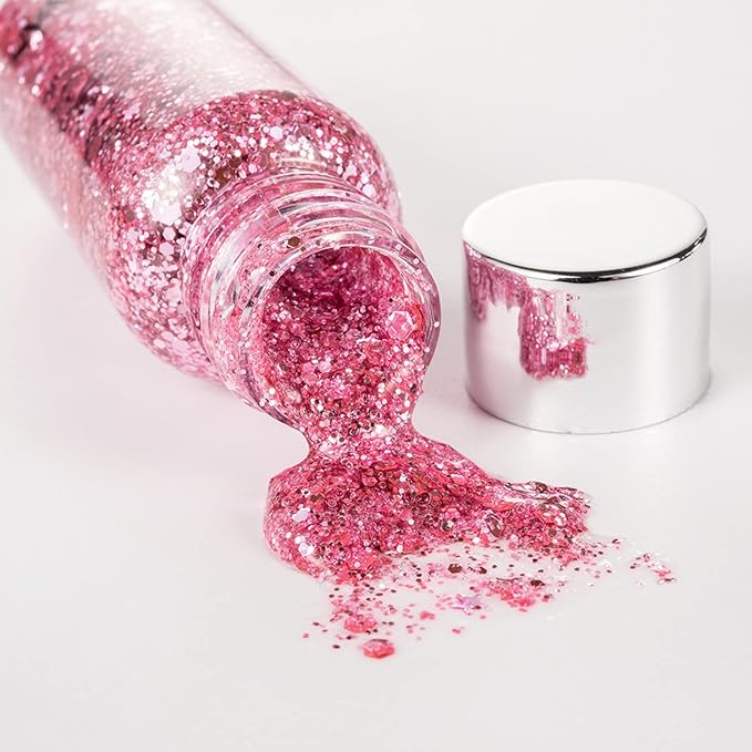 Body Glitter Gel, Face Glitter Gel, Long Lasting Mermaid Sequins, Holographic Chunky Glitter Makeup Body Face Hair Eyeshadow, Party Makeup Accessories (#09 White) - NewNest Australia