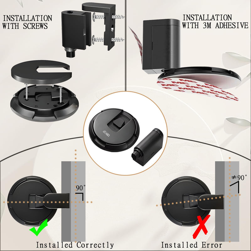UBVIF No Magnetic Door Stopper, Adjustable, Mechanical Doorstop, Windproof Door Stop for Indoor, No Nails/Screws Needed,Heavy Duty Door Holder,Keep Door Open (1, Matte Black) 1