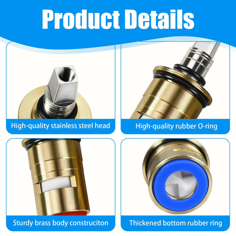 Upgraded 1-099XKJKABNF & 1-100XKJKABNF Ceramic 1/4-Turn Cold & Hot Cartridge Kit, Compatible with Chicago Parts, Short Stem for Exposed-Caps, Easy to Install