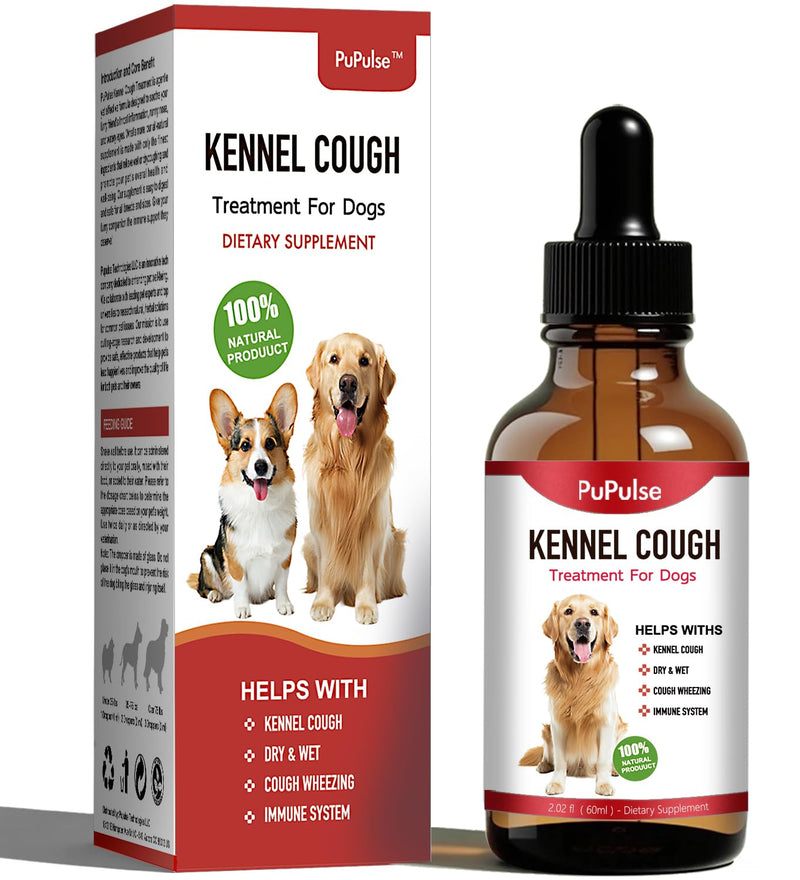 Kennel Cough for Dogs, Natural Dog Cough Treatmen, Gentle Dog Allergy Relief, Cough Supplement for Dogs Respiratory Infection, Herbal Drops for All Breeds & Sizes