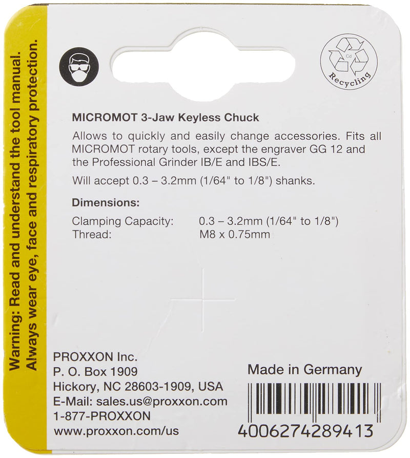 Proxxon 28941 MICROMOT Three Jaw Keyless Chuck , Black