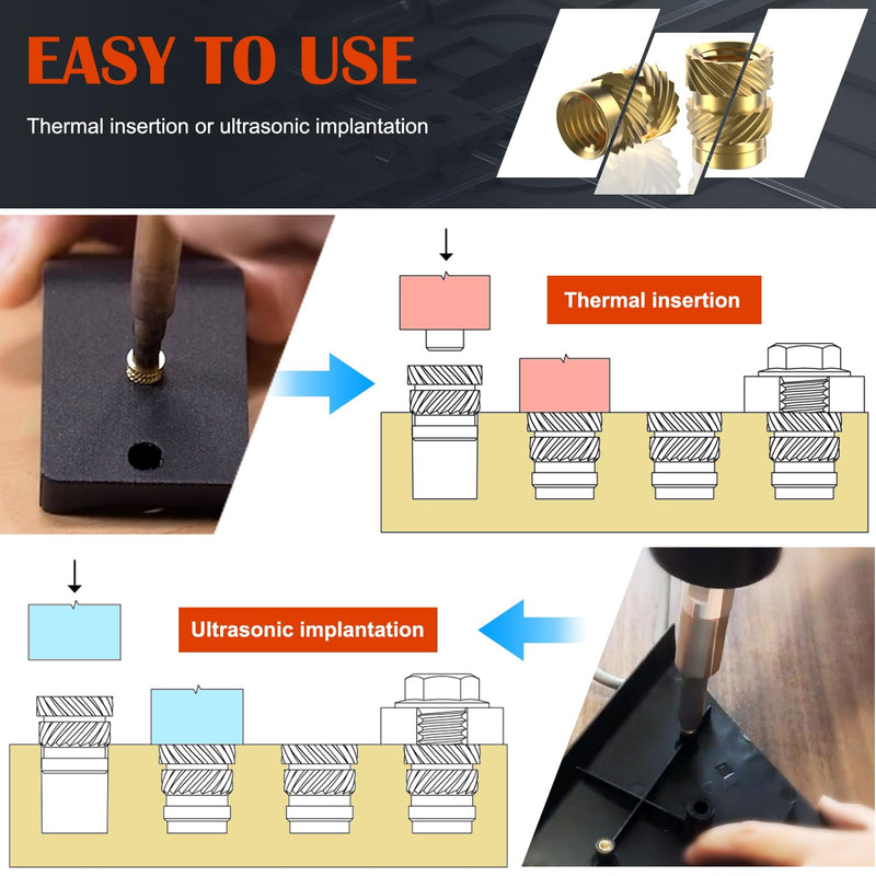 50Pcs M5 Heat Set Inserts, Metric knurled Nuts Brass Heat Set Insert for Plastic Parts,Insert by Heat into 3D Printing Components (M5xL8xD7) M5xL8xD7