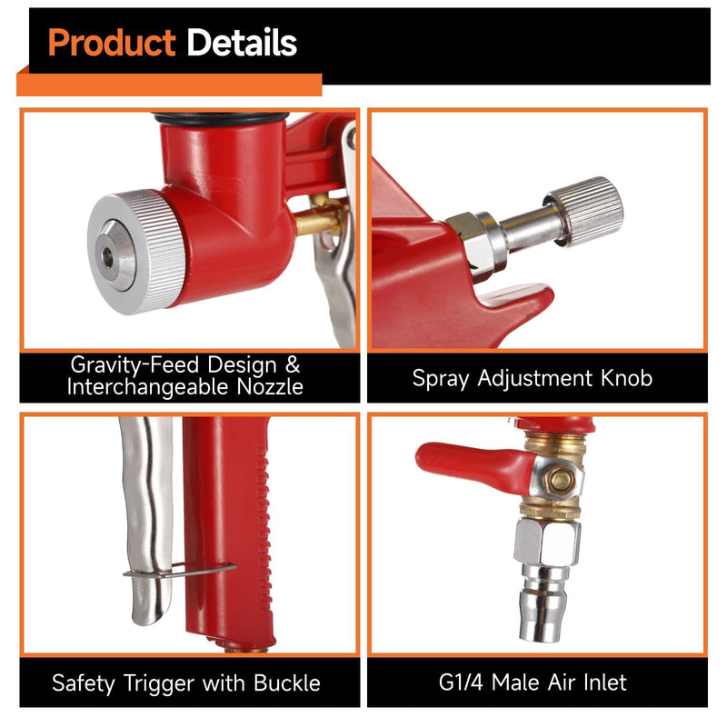 Pneumatic Texture Sprayer Hopper, 0.8 Gal, 3 Nozzles, Bent Tube for Walls