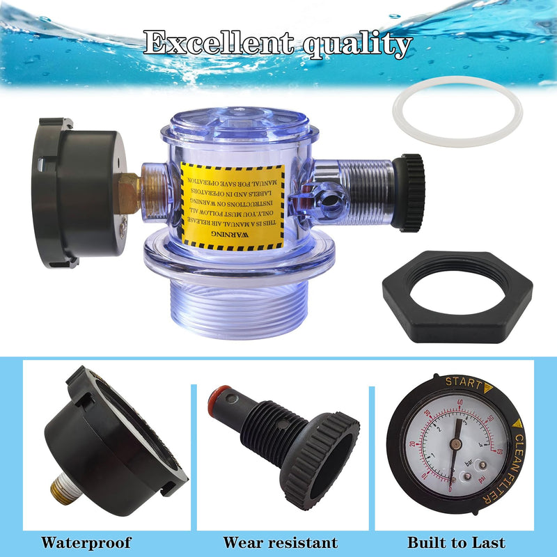 273564Z Manual Air Relief Valve, Compatible with Triton C, TR140C, TR100C, Triton II Pool Spa Sand Filters Air Relief Valve Assembly, Easy Maintenance, Accurate Pressure Monitoring