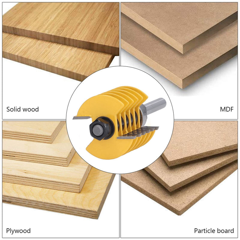 8mm Shank Finger Joint Router Bit, 2 Teeth Adjustable 46mm Cutter Head Cutting Tool for Woodworking