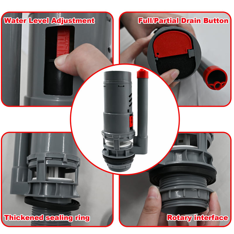 2-Inch Dual Flush Valve,Toilet Repair Kit Dual Flush Valve Replacement Kit Fit for Two Piece Toilet Top Push Button Valve