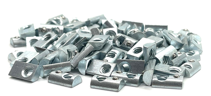Roll-in T-Nut with Ball Spring, 1/4-20 Tap, No Step, 10 Series, 48 PCS