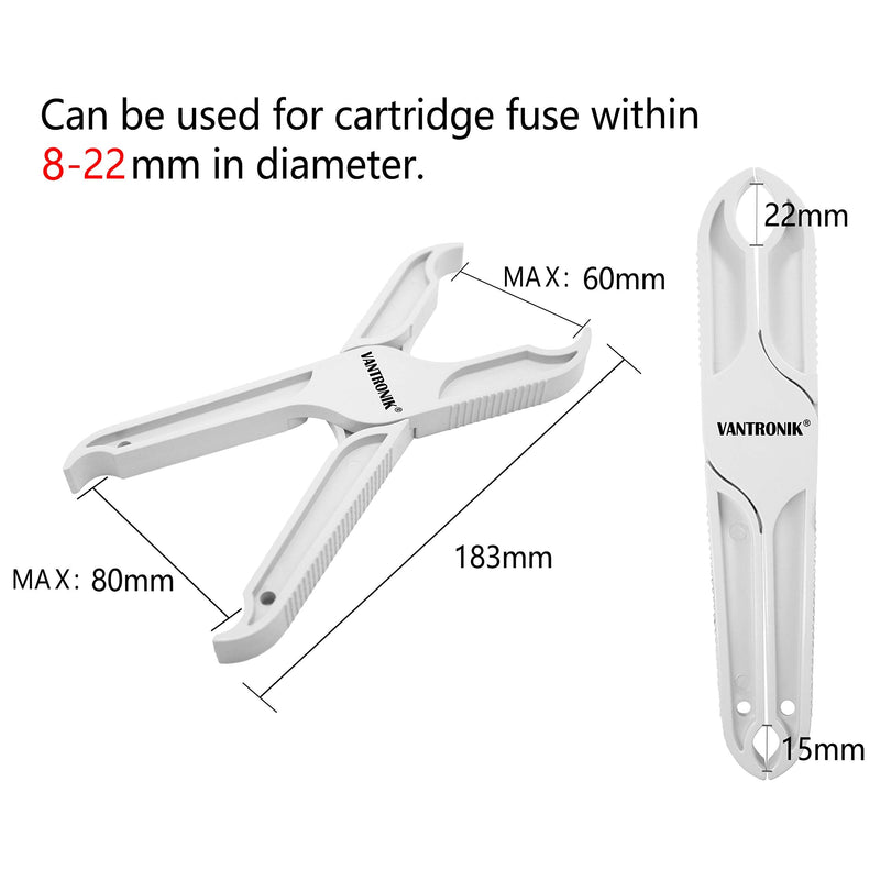 VANTRONIK Fuse Puller Tool for Large and Medium Cylindrical Fuse Cartridge Fuse and Bulb, Insulated Non-Slip Grip Handle, 7.2 Inch Long 7.2 inches