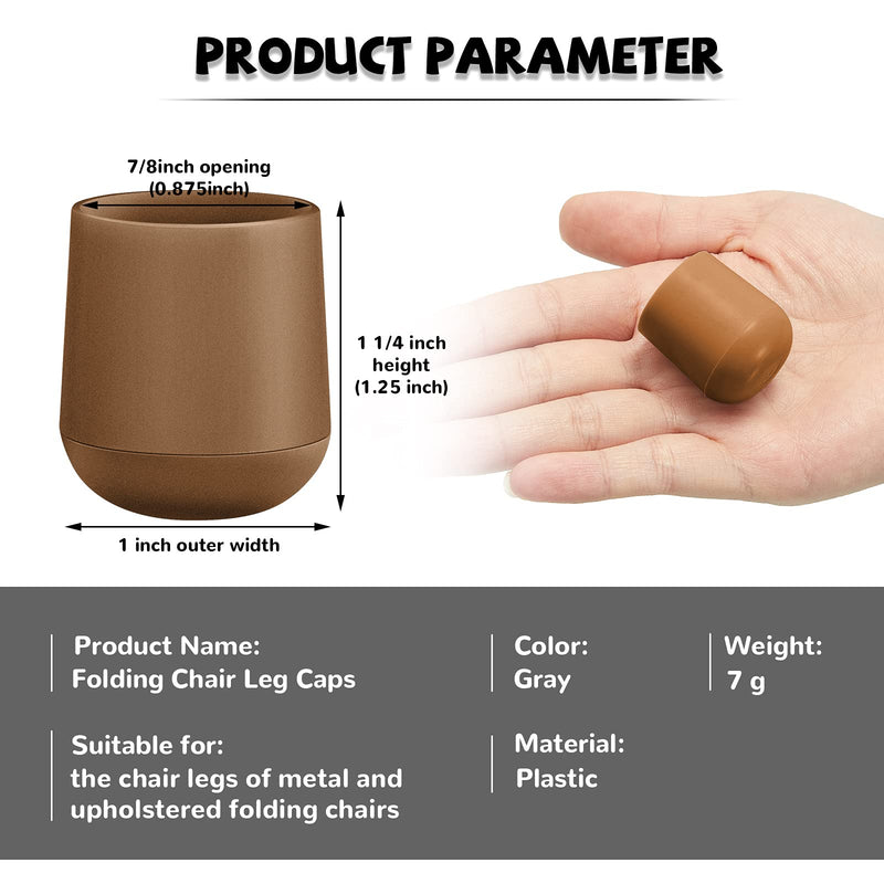 36 Pieces 7/8 Inch Folding Chair Leg Caps Heavy-Duty Plastic Chair End Caps Non-Marring Furniture Glides Round Hardwood Floor Protectors (Beige)