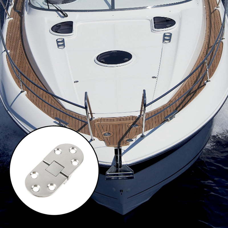 Semetall Boat Hinges 2.6" x 1.18" 4PCS Silver | Stainless Steel Flush Mount Hinges, Marine Grade for Butler Tray, Hatch, Cabinet & Door