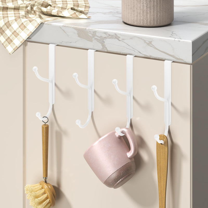 niffgaff Over Door Hook 4-Pack - Heavy Duty Door Hook with Support Pads, No Drilling Required, Anti-Rust Over The Door Hanger, 6.5 Inches Tall, Fits Doors Up to 1.7 Inches Thick, White