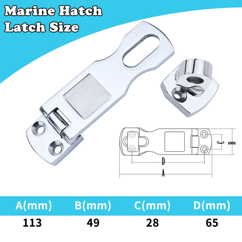 Marine Grade Door Hasp Anti-Rattle Boat Latches with Turning Padlock Eye Mount, 316 Stainless Steel Marine Hatch Latch Boat Heavy-Duty - Yacht & Boat Hardware - 1Pcs/2Pcs Pack of 2