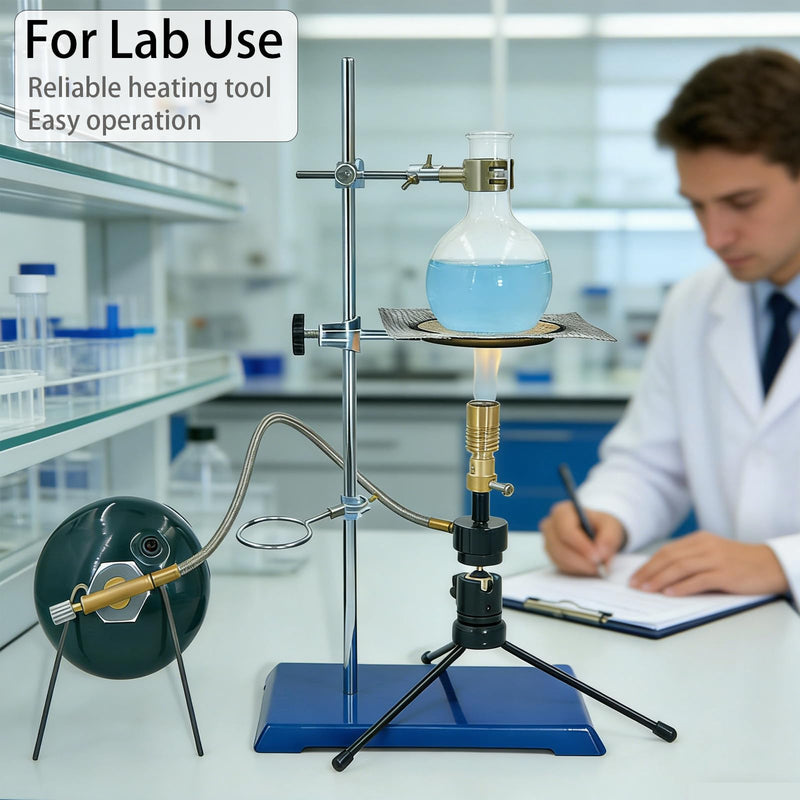 UCRXPLAB Propane Bunsen Burner with Tripod and Air Intake Adjuster, Direction and Height Adjustable for Lab Heating Picnic Camping Travel and Gas Welding (Propane Tank not Included)
