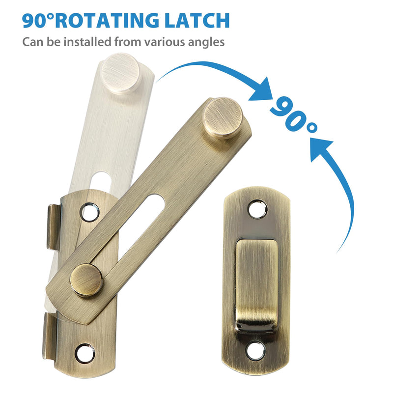 Alise 4 inch Flip Latch Gate Latches, Safety Door Lock for Barn Wood Fence Sliding French Doors,Heavy Duty SUS304 Stainless Steel Gate Hardware Bronze MS9500-Q
