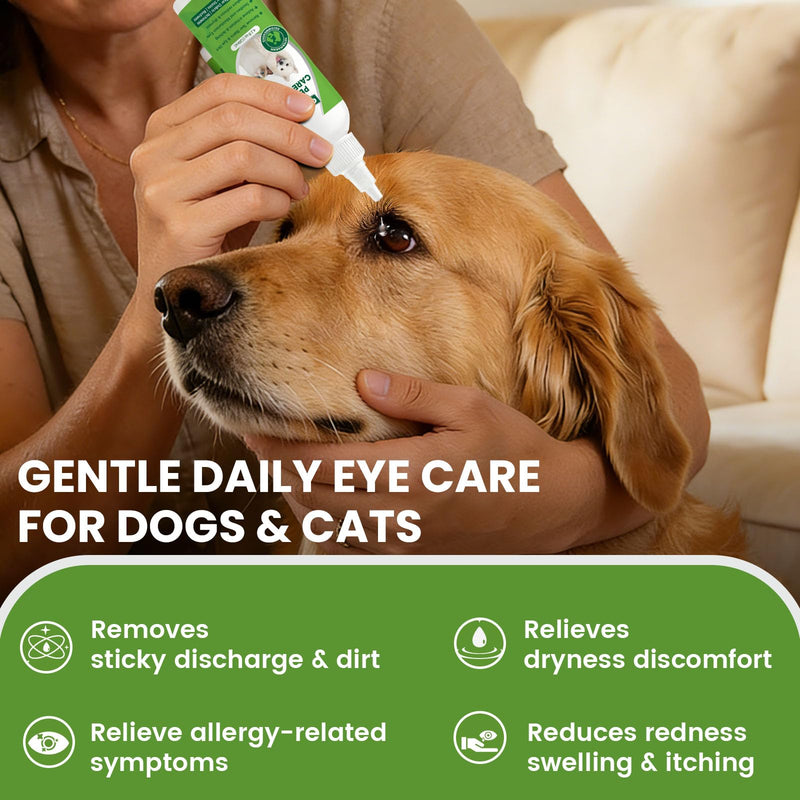 Dog Eye Drops for Allergies & Itching - Relief for Dry Red Eyes, Tear Stain & Discharge, Pet Eye Wash for Dogs & Cats - Gentle Sting-Free Pet Eye Cleaner, 4.2 fl zo