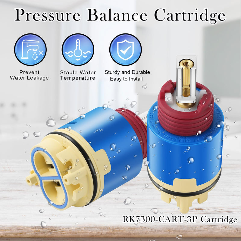 (2Pack) RK7300-CART-3P Pressure Balancing Cartridge Replacement, RK7300-CART-3P Shower Cartridge Compatible with Z-7300,Z-7301,Z-7302 Series Single Handle Faucets Tub and Shower Valve