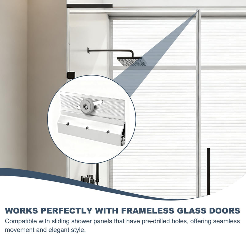 4 Pack M 6053 Frameless Shower Door Roller Assemblies – 3/4" Plastic Wheels with Ball Bearings,Chrome Aluminum Bracket,Replacement Kit for Glass Sliding Doors Parts