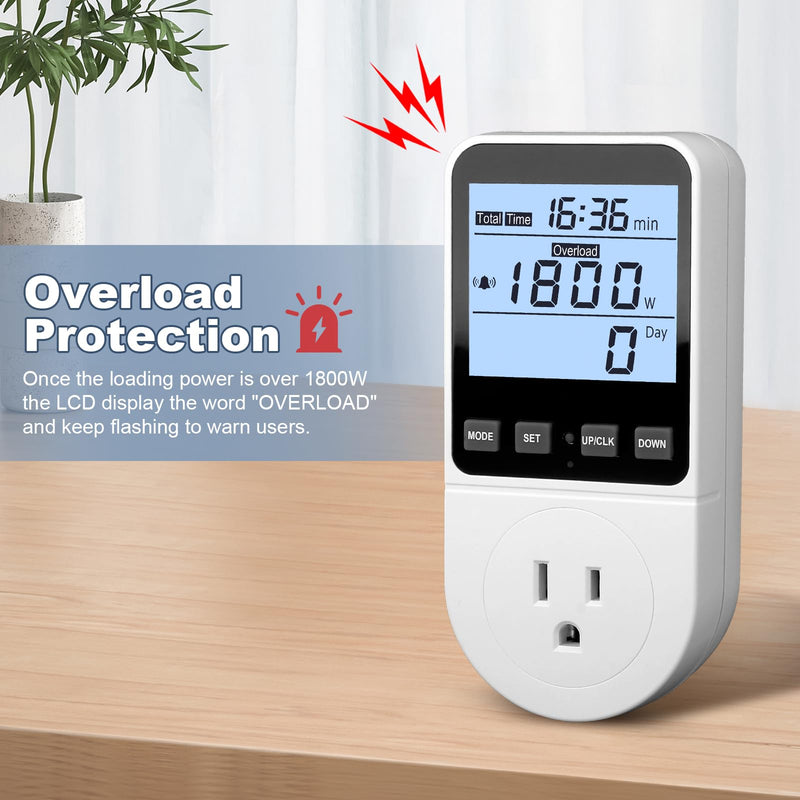 2 Pack Upgraded Watt Meter, Power Meter Plug Electricity Usage Monitor, Home Energy Monitor Consumption, Meter Sockets with Backlight, Overload Protection, 8 Modes Display 2 Pack