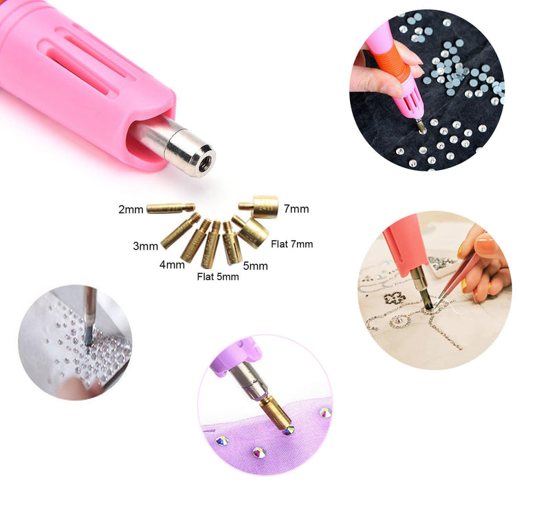 Hotfix Rhinestone Applicator Kit wiht Rhinestones,Professional Iron-on Setter Tool,7-in-1 Hot Fix Wand Crystal Gem Rhinestone Hot fix Kit Tool (Gray) Gray
