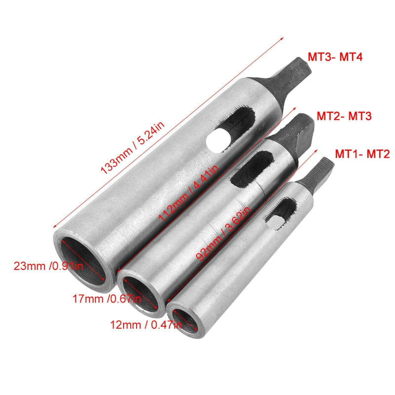 Taper Sleeve Taper Adapter, 3pcs Drill Tapers Chuck Shank Sleeve MT1- MT2 MT2- MT3 TMT3- MT4 Morse Taper Drill Sleeve Reducing for MT Shank Taper Shank Drills