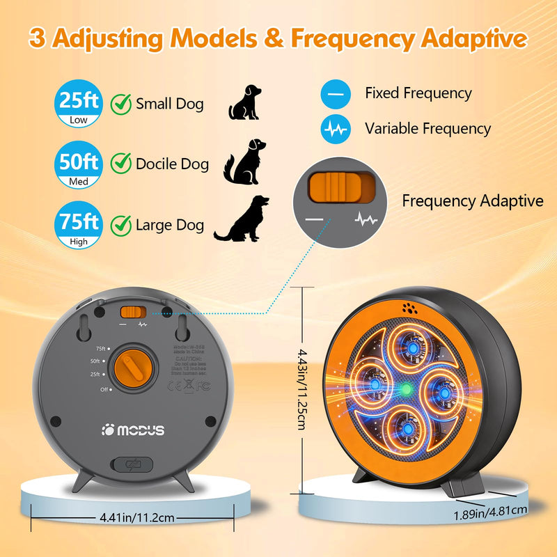 New Anti Barking Device for Dogs, Rechargeable Dog Barking Deterrent up to 75ft with Remote , Variable Ultra Frequency/6 Modes/IP65 Waterproof Dog Silencer Stop Neighbors‘ Dog from Barking (Orange) Orange Bark Deterrent Device