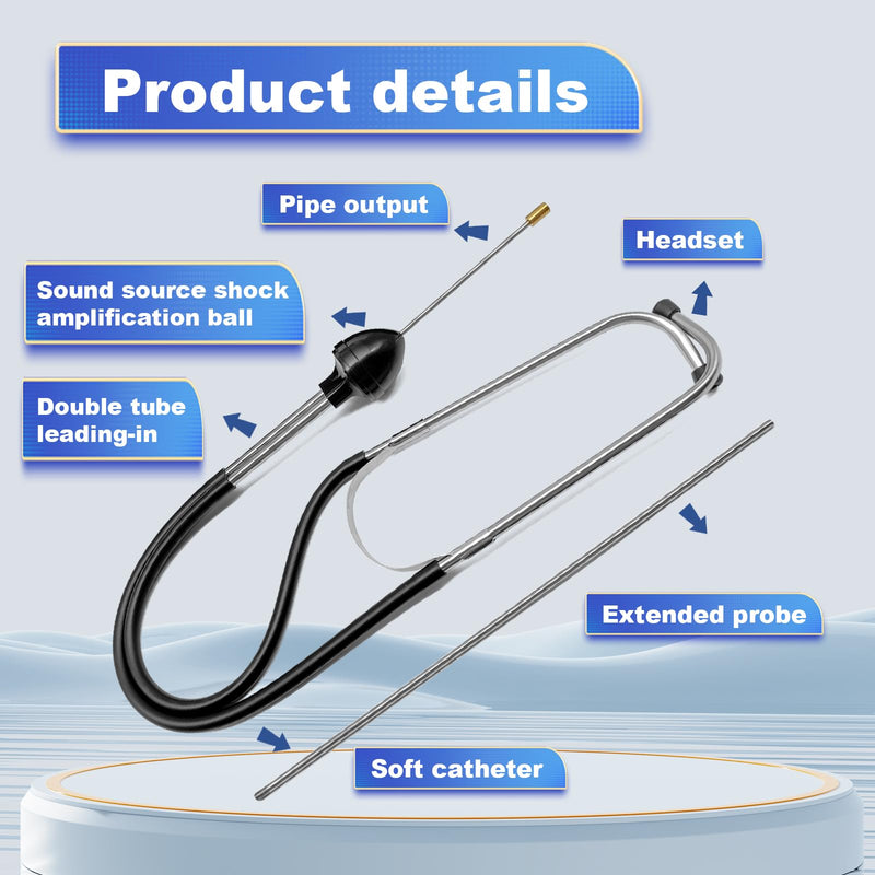 Pleoos Engine Stethoscope Set, Mechanic's Stethoscope Automotive Engine Diagnostic Sensitive Hearing Tool Hearing Tool for Cars, Motorcycles and Trucks