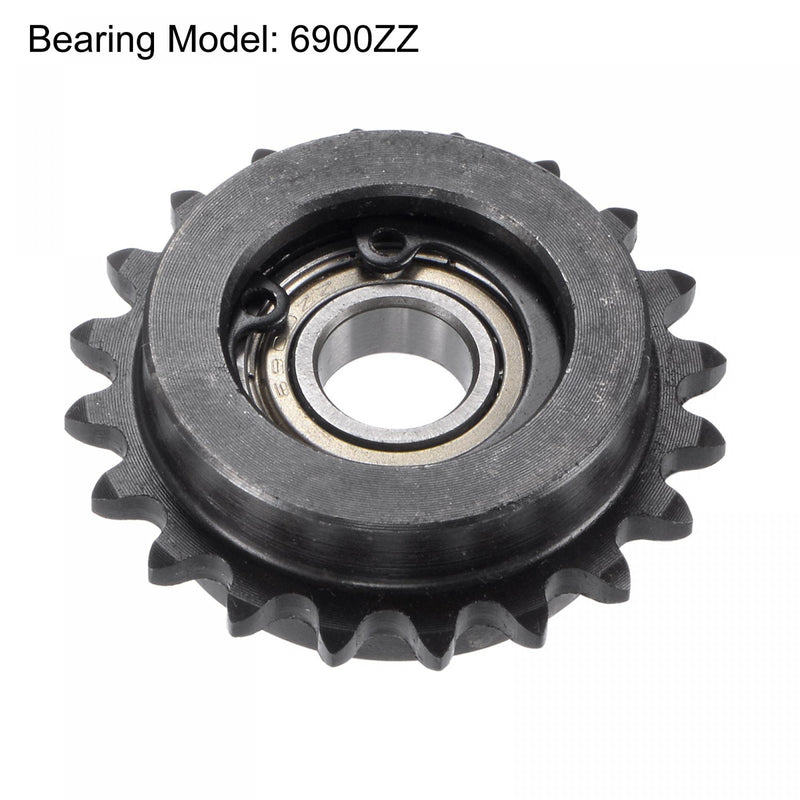 uxcell #25 Chain Idler Sprocket, 10mm Bore 1/4" Pitch 20 Tooth Tensioner, Black Oxide Finish C45 Carbon Steel with Insert Single Bearing for ISO 04C Chains