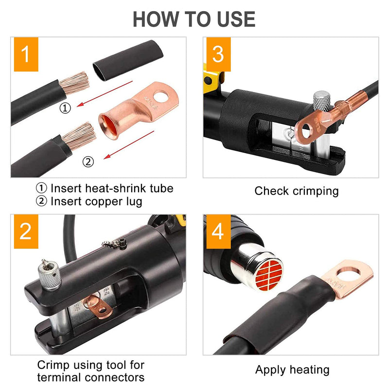 SVAAR 20pcs Battery Cable Ends Kit 1/0 AWG 2/0 AWG Copper Lugs 0 Gauge 00 Gauge Battery Cable Lugs with 3/8" and 5/16" Stud Heavy Duty Wire lugs Ring Terminal Connectors with 3:1 Heat Shrink Tube 00 Gauge 0 Gauge Bare Pure Copper