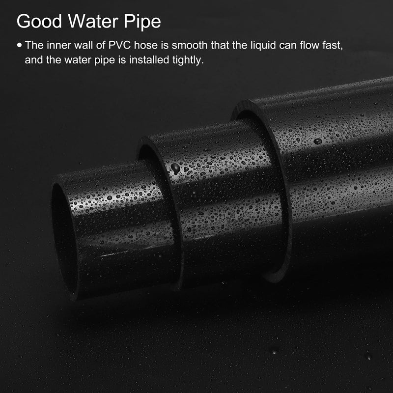 MECCANIXITY 3 Inch PVC Rigid Tube Round Pipe Hardware Tubing 68mm ID 75mm OD 350mm Black High Impact for Water Pipe Crafts Cable Sleeve 68mm x 75mm