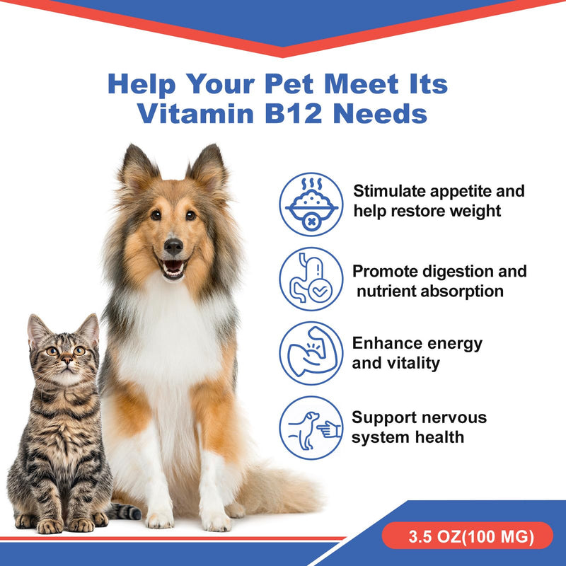 Appetite Stimulant for Dogs & Cats - Vitamin B12 (Methylcobalamin) Powder - Boosts Appetite, Energy, and Mood - 3.5 oz