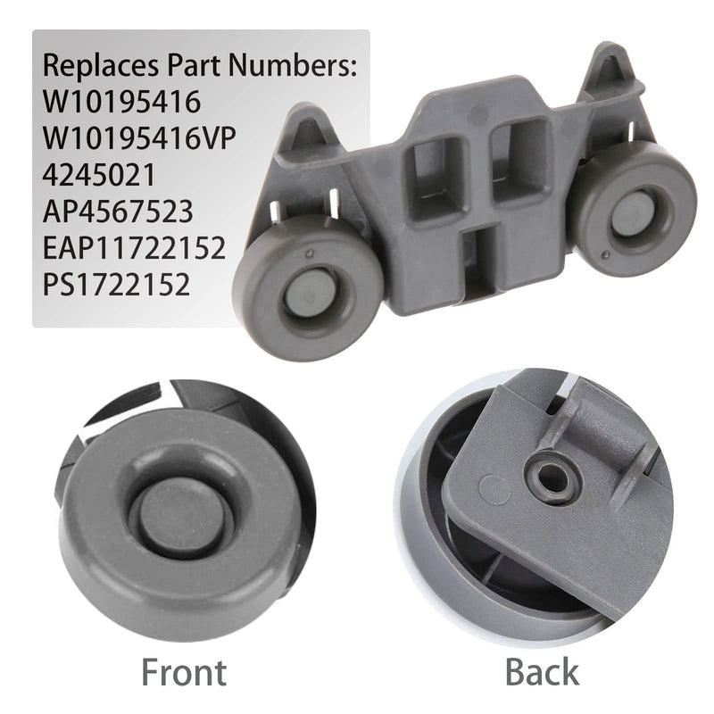 W10195416 Dishwasher Wheels Lower Dish Rack Wheel Part Assembly,Replacement for Maytag/Kitchen Aid/kitchenaid/Whirlpool/Kenmore Dish Rack Replaces AP5983730 W10195416V,AP5983730,PS11722152,Pack of 4 W10195416