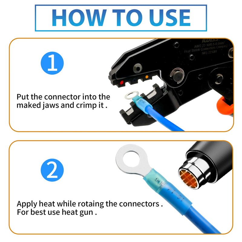 90Pcs Heat Shrink Wire Connectors Electrical Kit - Oiojuct Marine Automotive Wiring Crimp Terminals Assortment, Waterproof Ring Electrical Butt Connector 90