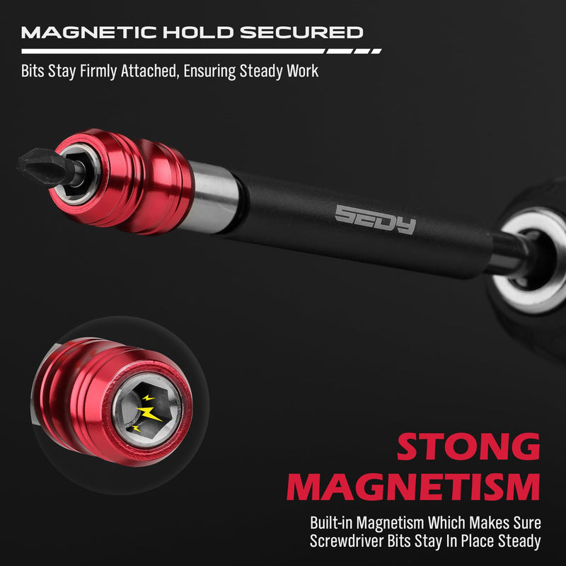 Magnetic Screwdriver Bit Holder Set: 2-Piece 1/4 Inch Hex Shank Quick Release Extension Adapter | Super Straight Durable CR-V Steel | Universal Fit for Impact Driver Bits | 6", 12" Long 2 Pieces