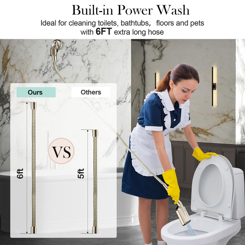 Filtered Shower Head with Handheld Brushed Nickel - High Pressure 6 Modes, 120 Anti-clog Nozzles, Detachable Showerhead with Hard Water Filters, Extra Long 6ft Hose, Power Wash Mode