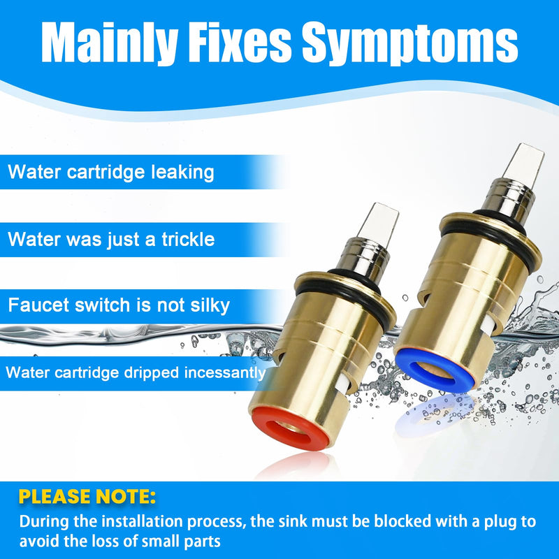 Upgraded 1-099XKJKABNF & 1-100XKJKABNF Ceramic 1/4-Turn Cold & Hot Cartridge Kit, Compatible with Chicago Parts, Short Stem for Exposed-Caps, Easy to Install