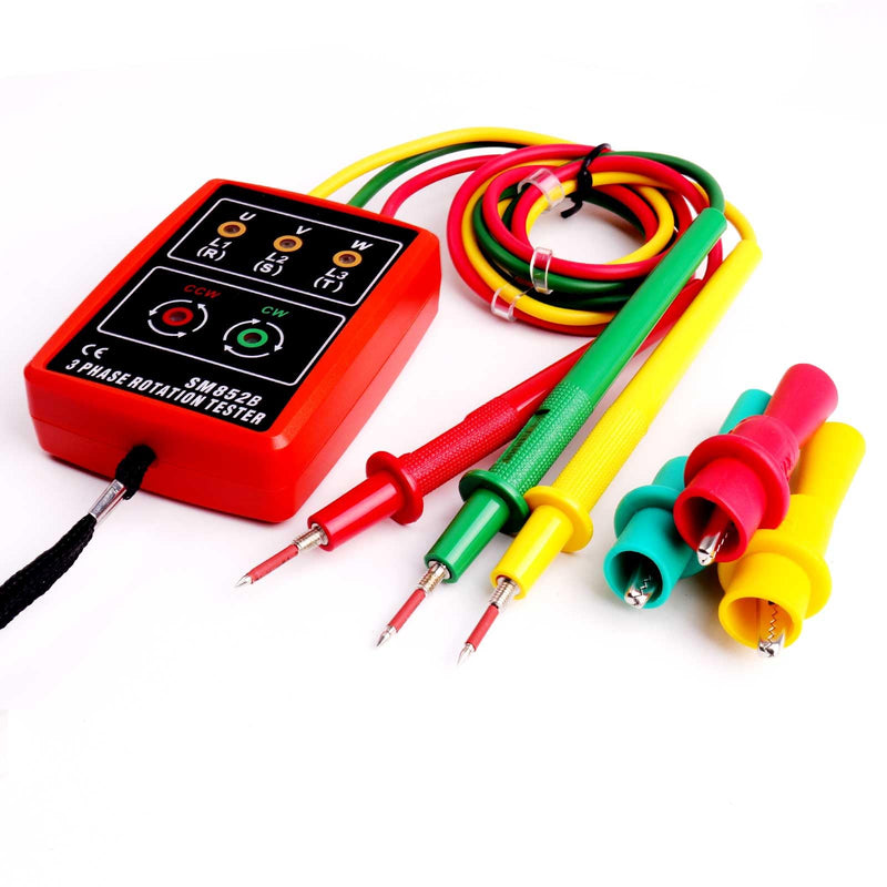 3 Phase AC Sequence Presence Rotation Tester,60V~600V Indicator Detector Meter with LED and Buzzer