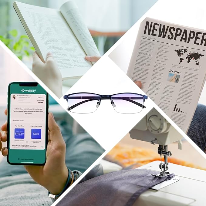 [KIHASU] Reading Glasses for Men and Women, Blue Light Cut, Stylish, Frequency +1.0 to 3.0, Half Rim - NewNest Australia