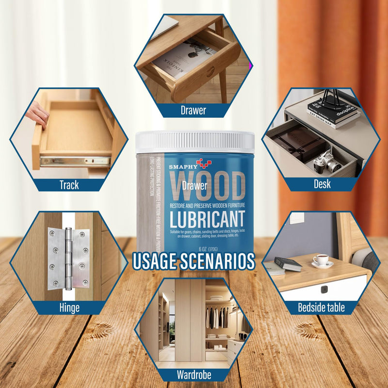 Wood Drawer Lubricant for Home DIY Projects, Multi-Purpose Semi Paste Wax for Wood to Reduce Frictions of Drawer Slide, Door Hinge Lubricant for Preserving Furniture & Restoring Wooden Slide