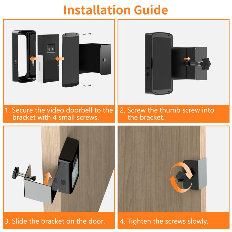 Anti-Theft Ring/Camera Video Doorbell Mount, Doorbell Door Bracket No Drilling Compatible with Ring Video Doorbell 2/ (2020 Release)/ Battery Doorbell Plus/Pro for Houses, Apartments, Rentals (Black) Black